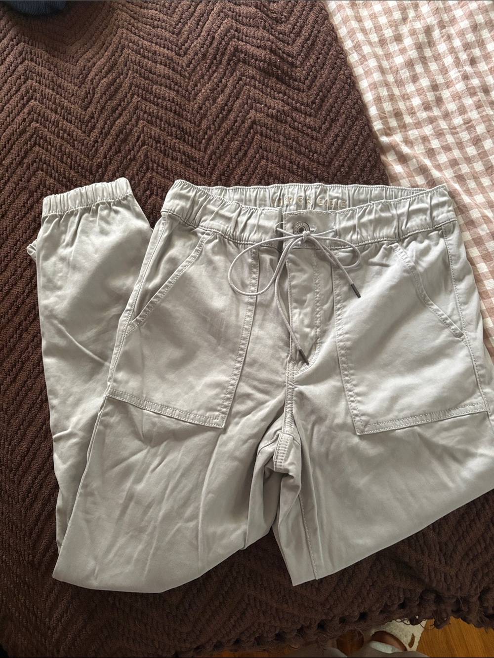 Woman’s Light Gray Drawstring Cargo Pants